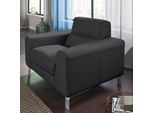 Sessel CALIA ITALIA "Simon Loungesessel, Designsessel, sehr bequem", schwarz, B:112cm H:81cm T:94cm, Leder SORRENTO, pigmentiertes Glattleder;Leder BULL, pigmentiertes Dickleder, Sessel, Sessel, in zwei Lederqualitäten
