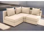 Ecksofa DOMO COLLECTION "Solskin, individuell erweiterbar/kombinierbar L-Form", beige, B:202cm H:80cm T:202cm, 100% solution dyed Acryl, Sofas, Ecksofa, mit losen Kissen. Rücken- und Seitenteile als Stecksystem.