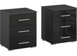 Nachtkommode RAUCH "Base", grau (graumetallic, hochglanz effektgrau), B:40cm H:52cm T:40cm, Holzwerkstoff, Sideboards, Nachtkommode, 2er-Set, optional in moderner Hochglanz-Front