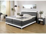 Boxspringbett HOME AFFAIRE "Rocklin", schwarz (schwarz, weiß), B:192cm L:217cm, Komplettbetten, Boxspringbett, in H2, H3 oder H4 erhältlich