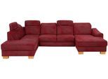 Wohnlandschaft HOME AFFAIRE "Dundee U-Form", rot (bordeaux), B:338cm H:86cm T:219cm, Luxus-Microfaser Florence (100% Polyester), Sofas, Wohnlandschaft, wahlweise mit Kopfteilverstellung und zusätzlich mit Bettfunktion