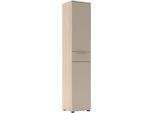 Aktenschrank INNOSTYLE "Büroschrank Santorin, 40/198/38 cm ( B/H/T)", cashmere, riva eiche, B:40cm H:198cm T:38cm, ABS-Kunststoff, Glas, Holzwerkstoff, Metall, Schränke, Aktenschrank, 1 Tür links/rechts verwendbar, Softclose, Klarglas, ABS Schutzkante