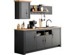 Küche OTTO HOME "KS-Westminster", grau (küche: grau, korpus: grau dunkel, arbeitsplatte: eiche wotanfarben), B:204cm T:60cm, Komplettküchen-Sets, Küche, Breite 204 cm, ohne E-Geräte