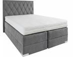 Boxspringbett, grau (dunkelgrau), B:150cm L:212cm, Bezug der Obermatratze: 100% Polyester, Bezug abnehm- und waschbar bis 60C;Unterbox und Kopfteil: Microvelours-Bezug (100% Polyester), WESTFALIA SCHLAFKOMFORT, Komplettbetten, Boxspringbett