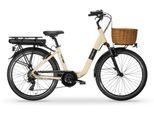 E-Bike MBM "Elektro-Citybike RHEA 26 Zoll, creme", beige (creme), Elektrofahrräder, Damen, 26 Zoll (66,04cm), E-Bike