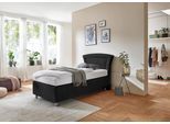 Boxspringbett, schwarz (mikrovelours schwarz), Liegefläche B/L: 100cm x 200cm, H3, 7-Zonen-Kaltschaummatratze, Bezug Unterbox und Kopfteil: Mikrovelours, 100% Polyester;Bezug Obermatratze 100% Polyester, waschbar bis 60C, WESTFALIA SCHLAFKOMFORT, Komplettbetten, Boxspringbett, in diversen Ausführungen