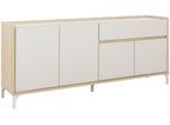 Sideboard GAMI "Lenk", grau (greige, kastanie natur nachbildung), B:186cm H:77cm T:41cm, Holzwerkstoff, Sideboards, Sideboard, Elegantes und praktisches Aufbewahrungsbuffet
