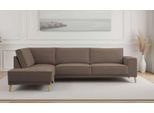 Ecksofa OTTO HOME "Oland Skandi, weicher Chenille-Stoff", braun, B:289cm H:85cm T:210cm, 100% Polyester, Sofas, Ecksofa, L-Form, 289 cm, Wellenunterfederung, Skandi-Design, Massivholzfüße