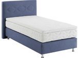 Boxspringbett, blau (navy), B:115cm L:210cm, Bezug: Microvelours 100% Polyester, WESTFALIA SCHLAFKOMFORT, Komplettbetten, Boxspringbett, wahlweise mit Topper