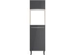 Backofen/Kühlumbauschrank KOCHSTATION "KS-Aken", grau (anthrazit hochglanz, wildeiche nachbildung), B:60cm H:211,8cm T:58,4cm, Schränke, Backofen/Kühlumbauschrank