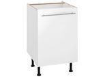 Spülenschrank OPTIFIT "Bern", weiß (weiß hochglanz, weiß), B:50cm H:87cm T:58,4cm, Schränke, Spülenschrank, 50 cm breit, mit 1 Tür, mit höhenverstellbaren Füßen, mit Metallgriff