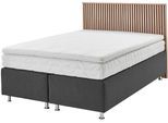 Boxspringbett "Quercus", grau (charcoal), L:206cm, Kopfteil MDF/Dekor Eiche hell, Boxenbezug: Feinstruktur 100% Polyester, Box: Holzwerkstoff mit Bonnellfederung, Füße: verchromtes Metall, Topper: Kaltschaum, WESTFALIA SCHLAFKOMFORT, Komplettbetten, Boxspringbett, wahlweise mit LED-Beluchtung, 3 Matratzenarten zur Auswahl