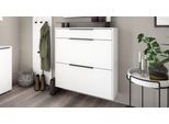 Schuhschrank BORCHARDT MÖBEL "Tom, Hängeschrank mit Glasablage und Metallgriffen", weiß (weiß matt), B:89cm H:96cm T:24cm, Holzwerkstoff, Schränke, Schuhschrank, Mit 2 Klappen, dahinter 4 Fächer, und 1 Schubkasten