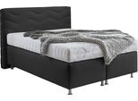 Boxspringbett "Sigma", schwarz, B:155cm L:210cm, Bezug Bett: Microvelours (100% Polyester) oder Feinstruktur (100% Polyester);Bezug Bonnell-Federkernmatratze: 100% Polyester;Bezug Kaltschaummatratze: 100% Polyester;Bezug Tonnentaschenfederkernmatratze: 80% Baumwolle, 20%Polyester, WESTFALIA SCHLAFKOMFORT, Komplettbetten, Boxspringbett