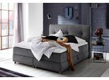 Boxspringbett "Tilo", grau (anthrazit), B:214cm L:215cm, Bettrahmen und seitliche Einfassung der Matratzen: pflegeleichter Strukturstoff (100% Polyester);Topper sowie Spiegelfläche der Unter- und Obermatratze: 100% Polyester, ATLANTIC HOME COLLECTION, Komplettbetten, Boxspringbett, mit Tonnentaschen-Federkernmatratze, inkl. Bettkasten und Topper