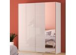 Schwebetürenschrank FORTE "Fittio. Made in Europe, 2 Schiebetüren, modernes Design", weiß (weiß, weiß hochglanz), B:200,1cm H:235cm T:61,2cm, Holzwerkstoff, Schränke, Schwebetürenschrank, Höhe 2,35 mtr, stehende Montage, Spiegel