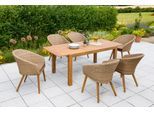 Garten-Essgruppe MERXX "Arrone", braun, Obermaterial: 100% Polyester. Füllung: 100% Polyurethan, Sitzmöbel-Sets, Garten-Essgruppe, 6 Stühle und Tisch, mit Sitzpolstern