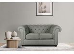 2-Sitzer HOME AFFAIRE "CHARENTE, Chesterfield-Sofa, Wellenfederung, Maße: B/T/H: 147/89/74 cm", grün (oliv), B:147cm H:74cm T:89cm, 100% Polyester, Sofas, 2-Sitzer, mit edler Knopfheftung und typischen Armlehnen