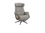 Relaxsessel FLEXLUX "Clement elektrischer Funktionsessel", grau (sophisto grau), B:81cm H:111cm T:90cm, 100% Polyester, Sessel, Relaxsessel, Größe M, Rücken & Fußteil elektrisch, Akku, Arml. Walnuss, Fuß schwarz