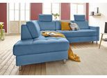 Ecksofa SIT & MORE "Pablo L-Form", blau (hellblau), B:233cm H:80cm T:196cm, Luxus-Microfaser ALTARA NUBUCK (100% Polyester) / Struktur fein (100% Polyester);Luxus-Microfaser ALTARA NUBUCK (100% Polyester) / Struktur (90% Polyester, 10% Polyamid), Sofas, Ecksofa, wahlweise mit Bettfunktion und Bettkasten