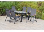 Garten-Essgruppe MERXX "»Toblino«", grau (grau, grau, graphit), Aluminium, Massivholz, Polyester, Sitzmöbel-Sets, Garten-Essgruppe, Tisch: LxB: 150x90 cm