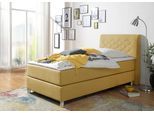 Boxspringbett HOME AFFAIRE "Parla", gelb (curry), L:218cm, 100% Polyester, Komplettbetten, Boxspringbett, incl. Topper, 4 Farben in 4 Breiten, 2 Härtegraden, 3 Matratzenarten