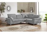 Ecksofa DOMO COLLECTION "FRANZI zeitlos und elegant, moderne Sitzheftung, L-Form", grau (hellgrau), B:275cm H:81cm T:214cm, Sofas, Ecksofa, wahlweise mit Kopfteilverstellung (dann Breite: 275 cm)