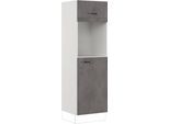 Backofen/Kühlumbauschrank IMPULS KÜCHEN "Prag", Breite/Höhe: 60/190,7 cm", grau (beton, optik schiefer dunkelgrau), B:60cm H:190,7cm T:57,6cm, Dekorfolie, Holzwerkstoff, Schränke, Backofen/Kühlumbauschrank, vormontiert, mit Klapptür, mit Drehtür