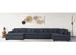 Wohnlandschaft HOME AFFAIRE "Skara XXL U-Form", blau (graublau), B:510cm H:86cm T:250cm, 100% Polyester, Sofas, Wohnlandschaft, Lounge-Sofa XXL mit Federkern-Polsterung, in vielen Bezugsvarianten