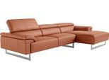 Ecksofa EGOITALIANO "Malika, edel und bequem, Designsofa mit hochwertigen Bezügen, L-Form", rot (brick), B:287cm H:94cm T:165cm, Leder »BULL« (echtes Rindsleder). Geschliffenes, pigmentiertes und behandeltes Rindsleder mit einer Dicke von 1, 3-1, 5 mm. Dieses Leder zeigt eine ziemlich weiche Hand mit einem halb undurchsichtigen Aussehen. Es handelt sich um ein geschütztes Leder. Eine leichte Decks