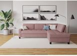 Ecksofa DOMO COLLECTION "Florentina zeitlos und elegant, Sitznähte als Designelement, L-Form", lila (beere), B:243cm H:84cm T:209cm, Struktur fein (100% Polyester);Luxus-Microfaser (100% Polyester);Luxus-Microfaser in Chenille-Optik (100% Polyester);Microvelour (100% Polyester);Webstoff (100% Polyester), Sofas, Ecksofa, wahlweise mit Bettfunktion, mit Kontrastnaht, Komfortsitzhöhe 47cm