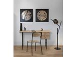 Schreibtisch WOODMAN "Jugend", braun (eichefarben, schwarz), B:130cm H:75cm T:65cm, Tische, Schreibtisch, Schubladen mit Soft-Close-Funktion, Beine aus Metall, FSC