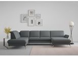 Wohnlandschaft SIT & MORE "Fashion U-Form", grau (dunkelgrau), B:338cm H:84cm T:207cm, Sofas, Wohnlandschaft, wahlweise mit Kopfteilverstellung, Vorziehsitz, motorisch, Nickelfüße