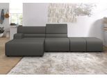 Ecksofa EGOITALIANO "Babouche, Designsofa mit außergewöhnlichem Sitzkomfort zum Wohlfühlen", grau (smoke), B:384cm H:80cm T:98cm, Luxus-Micofaser Lederoptik (100% Polyester) ist ein neues technisches Gewebe mit einem visuellen und taktilen Aspekt, der dem Nubuk sehr nahe kommt, mit innovativen Eigenschaften. Seine außerordentliche Weichheit kommt von einem exklusiven Produktionsprozess, der Unrein