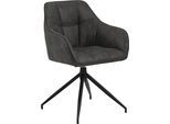 Esszimmerstuhl ACTONA GROUP "Beate", grau (anthrazit, matt schwarz, anthrazit), B:59cm H:85cm T:55cm, Polyester, Stoff, Stühle, Esszimmerstuhl, mit edlem Samtstoff und modernen quadratischen Nähten