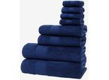 Handtuch Set WOLKENFELD "Premium Low-Twist Baumwolle 550 g/m² – 8-teilig mit Waschlappen", blau, 8 tlg., Frottier, Frottier, Obermaterial: 100% Baumwolle, Handtuch-Sets, Handtuch Set, 2 Badetücher, 2 Handtücher groß & 4 Waschlappen
