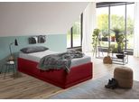 Polsterbett "Texel", rot (bordeaux, rot), B:126cm H:34cm L:206cm, Bezug Bett: Veloursstoff 100% Polyester oder Microfaser (100% Polyester);Bonnell-Federkernmatratze: 51% Polypropylen, 39% Polyester und 10% Baumwolle;Kaltschaummatratze: 100% Polyester, Bezug abnehm- und waschbar bis 60C;Kissenbezug: 100% Polyester, Füllung : 100% Polyester (Hohlfaser), WESTFALIA SCHLAFKOMFORT, Betten, Polsterbett,