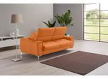 Schlafsofa EGOITALIANO "Francine Designsofa, Loungesofa mit Dauerschlaffunktion, Breite 233 cm", orange, B:233cm H:100cm T:106cm, Leder »BULL« (echtes Rindsleder). Geschliffenes, pigmentiertes und behandeltes Rindsleder mit einer Dicke von 1, 3-1, 5 mm. Dieses Leder zeigt eine ziemlich weiche Hand mit einem halb undurchsichtigen Aussehen. Es handelt sich um ein geschütztes Leder. Eine leichte Deck