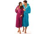 Unisex-Bademantel EGERIA "Cairo, ideal für Sauna & Spa, Hotelbademantel, Morgenmantel" Gr. L, lila (beere), L:125cm, Walkfrottee, Hausmäntel, Unisex-Bademantel, mit Kapuze, Doubleface Optik