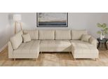 Wohnlandschaft HOME AFFAIRE "CHARRE U-Form mit Ottomane, Maße B/T/H: 310/161/81 cm", beige, B:310cm H:81cm T:161cm, 100% Polyester, Sofas, Wohnlandschaft, feine Steppung, lose Rücken- und Zierkissen, auch in Cord und Bouclé