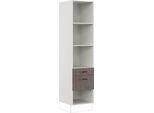 Seitenschrank IMPULS KÜCHEN "Prag", Breite/Höhe: 50/205,1 cm, mit Soft-Close", grau (beton, optik schiefer dunkelgrau), B:50cm H:205,1cm T:57,6cm, Dekorfolie, Holzwerkstoff, Schränke, Seitenschrank, vormontiert, mit Schubkasten, mit Auszug, mit verstellbaren Fachböden