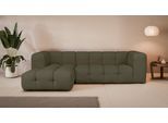 Ecksofa "TALISHA L-Form Designersofa, moderne Steppung, B/T/H: 276/178/75 cm", grün (oliv), B:276cm H:75cm T:178cm, 100% Polyester, LEGER HOME BY LENA GERCKE, Sofas, Ecksofa, aufwendig gepolstert, hoher Sitzkomfort