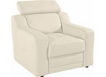 Sessel EXXPO - SOFA FASHION "Lotos, Loungesessel", weiß (altweiß), B:95cm H:92cm T:98cm, Kunstleder SOFTLUX, Sessel, Sessel, mit Kopf- bzw. Rückenteilverstellung