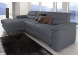 Ecksofa SIT & MORE "Ascara L-Form", grau (dunkelgrau), B:251cm H:85cm T:165cm, NaturLEDER (echtes Rindsleder), Korpus in Kunstleder SOFTLUX;Luxus-Microfaser (100% Polyester);Softlux-Kunstleder;Primabelle-Microfaser (100% Polyester), Sofas, Ecksofa, inklusive Boxspring/Federkern-Polsterung, wahlweise mit Bettfunktion