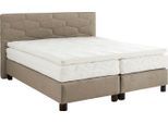 Boxspringbett, beige (sand), B:215cm L:210cm, Bezug: 80% Baumwolle/20% Polyester, WESTFALIA SCHLAFKOMFORT, Komplettbetten, Boxspringbett, wahlweise mit Topper