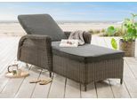Gartenliege DESTINY "CASA", grau (dunkelgrau), Obermaterial: 100% Polyester. Füllung: 100% Polyurethan. Innenseite: 100% Polyester, Gartenliegen, Gartenliege, Aluminium, Polyrattan, m. Rollen und Auflage, 202x83x58cm, verstellbar