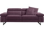 2,5-Sitzer EGOITALIANO "Candice, elegant und edel, hochwertiges Designsofa, bequem", lila (plum), B:222cm H:100cm T:108cm, Sofas, 2 5-Sitzer, Kopfteile manuell verstellbar, titanumfarbene Kufenfüße