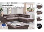 Ecksofa COTTA "Komaris L-Form, B: 249 cm", schwarz, B:249cm H:72cm T:100cm, Microfaser PRIMABELLE (100% Polyester);Kunstleder SOFTLUX;Feinstruktur (100% Polyester);Kunstleder SOFTLUX/Struktur (100% Polyester);NaturLEDER, Sofas, Ecksofa, mit Kopfteilverstellung, optional Bettfunktion, Bettkasten & Licht