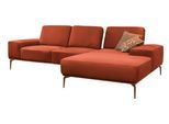 Ecksofa W.SCHILLIG "run, Designsofa mit tollem Sitzkomfort, bequem, L-Form", orange (copper z73), B:279cm H:88cm T:178cm, Longlife Xtra-Leder Z73: Naturwalkleder der Luxusklasse aus den erlesensten Rohhäuten. Hautstärke 1, 1 – 1, 3 mm;ROHLEDER Jacquard-Flachgewebe Q2 W60 (63% Polyester, 37% Polyacryl);ROHLEDER Chenille-Flachgewebe Q2 W77 (68% Polyacryl, 32% Polyester);Stoff S37 (100% Polyester), S