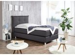 Boxspringbett MAINTAL, grau (anthrazit), Liegefläche B/L: 100cm x 200cm, H2 + H2, Tonnentaschen-Federkernmatratze, Bezug der Spiegelfläche Matratzendrell aus 100% Polyester;Strukturstoff-Bezug (100% Polyester);Kaltschaum-Topper: Bezug aus 100% Polyester. Abnehmbar und waschbar bis 60Grad, Komplettbetten, Boxspringbett